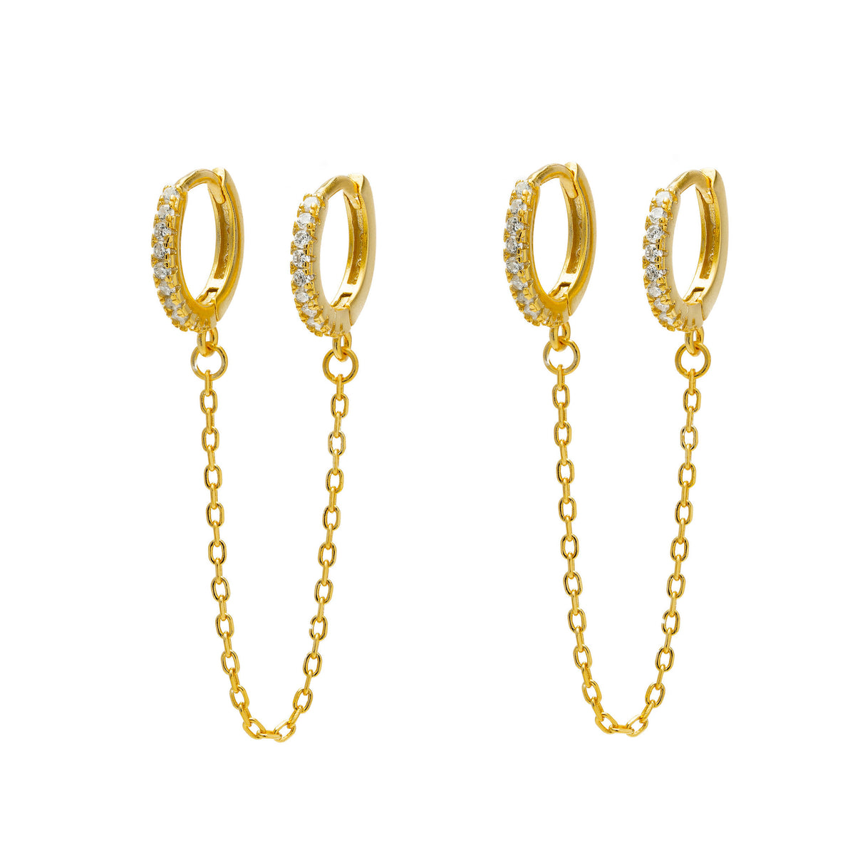 PAVED HANDCUFF GOLD HOOPS